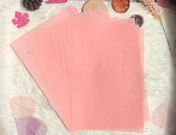 50 Sheets A4 Natural Fiber Mulberry Tree Mulberry Paper Sheets Art Tissue Washi Paper Design Craft Art Origami Suppliers Card Making DIY Crafts (Wedding Tone, A4)