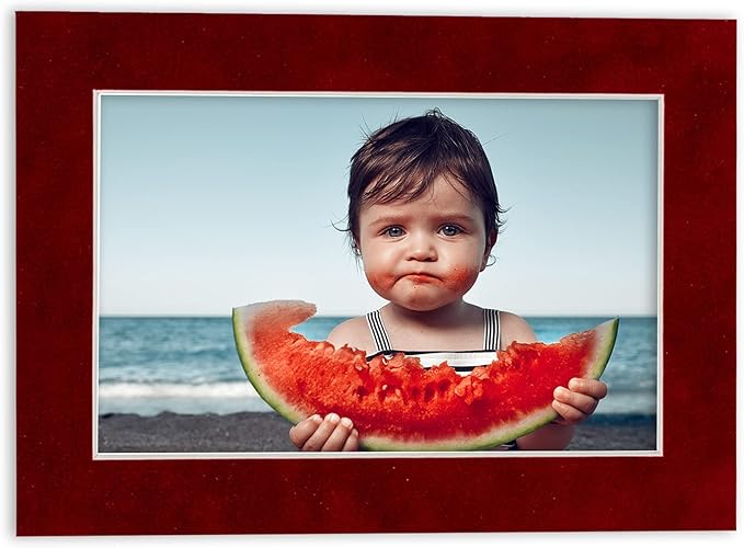 8x10 Mat Bevel Cut for 5x8 Photos - Acid Free Bright Red Suede Precut Matboard - For Pictures, Photos, Framing - 4-ply Thickness