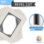 Mat Board Center, Double Mat - Acid Free, 8-ply Thickness, White Core - for Pictures, Photos, Framing (Gray Over Black, 8x10 for 5x7, Pack of 5)