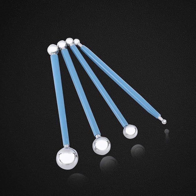 4 Pcs Modeling Ball Tools Double Ended 8 Ball Stainless Steel Dotting Modeling Tools Clay Indentation DIY Ceramics Pottery Carving Tool Embossing Sculpting Set
