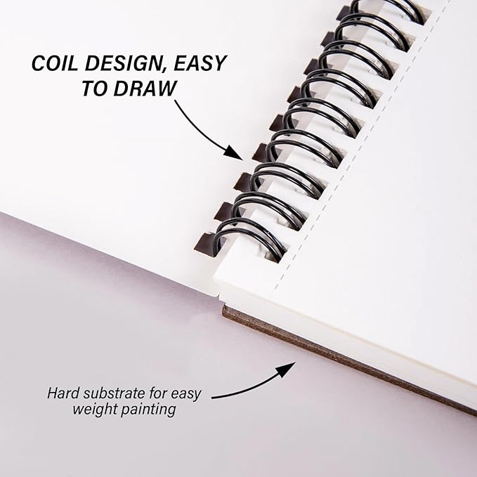 Cabreche Cute Sketchbook Top Spiral Bound Sketch Pad, 9 x 12 inch,100GSM Thick Paper,50 Sheets 100 Pages,Art Sketch Book Artistic Writing Drawing Paper for Girls Women Beginners-Black Sunflower