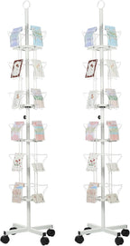 PATIKIL 2Pack 6 Tier Rotating Greeting Card Rack, Metal Spinning Greeting Card Display Stand Portable Postcard Rack Holder Organizer for Postcard Sticker Photo Desk Book Stamp, White