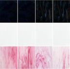 ILLUCKAI 12 Sheets Black + White +Pink Stained Glass Sheets, 4 x 6 inch Stained Glass Supplies Mosaic Glass Pieces Tiles for Mosaic Art Crafts