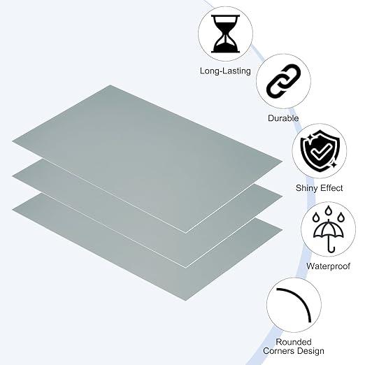 PATIKIL 6x10 Inch Anodized Aluminum Sheet Metal, 3Pcs Laser Plates Engraving Blanks 0.5MM Thin Rectangle for Crafting DIY House Laser Engraving, Gray