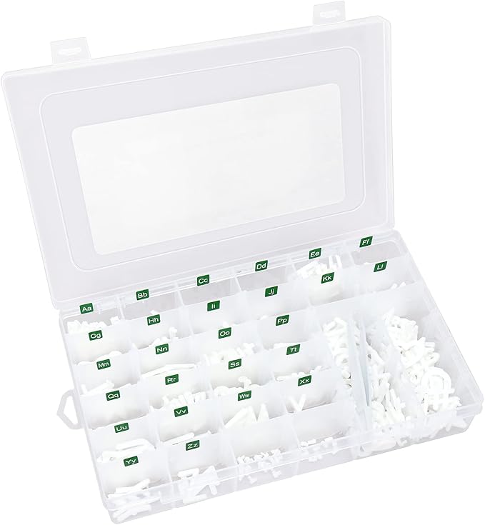 Letter Board Letters Only,504 PRE-Cut Characters (1 Inch,White) with Sorting Tray,Felt Board Letters