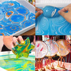 JAJADO 27 Pcs Water Marbling Paint Kit, Water Paint Marbling Ink & Turkish Marble Pattern Acrylic Pouring Floating Paint Art & Crafts Gifts for Christmas, Halloween, Birthday