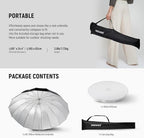 NEEWER 65"/165cm Parabolic Reflective Umbrella Photography with Silver Inner, Soft Lighting with Diffuser Cover, Bag, Quick Fold for Camera Photo Studio Video Light Shooting Monolight Flash, NS3U