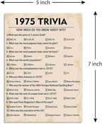50th Birthday Party Games, 1975 Trivia Games, Birthday Party Supplies for Adults, Fun 1975s Party Game，Pack of 30 Cards