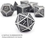 Haxtec Antique Iron Metal DND Dice Set Silver D&D Polyhedral Dice W/PU Leather Dice Bag Compatible with Dungeons and Dragons Gift TTRPG