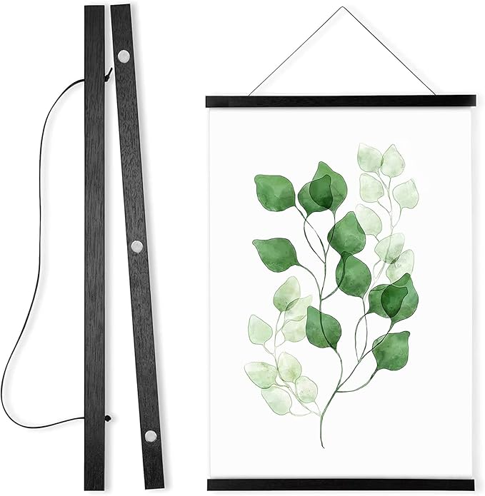 WITCOLOR Magnetic Poster Hanger Frame, 14 Inch Wide Black Wood Magnet Poster Frame for Posters, Prints, Photos, Pictures, Maps, Scrolls, and Canvas Artwork
