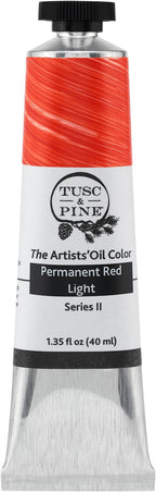 Tusc & Pine Artist Oil Paint - Permanent Red Light, 40 ml, Non-Yellowing, Rich & Creamy Consistency, Maximum Pigment Load, Small Batch Milled Oil Paints Made in the USA for Professional Artists