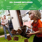 SWOOC Games - Yardzee, Farkle, & 20+ Giant Dice Games (All Weather) with Wood Bucket, 5 Scorecards, & Marker - Yard Dice Outdoor Game for Family - Giant Backyard Game Set - Outside Jumbo Lawn Fun