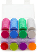 Set of 100 Opaque Plastic Learning Counters Mini Poker Chips Game Tokens with Storage Box (Purple, 1.58 Inch)