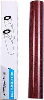 guangyintong Glitter Red Heat Transfer Vinyl HTV Rolls, 12" x 8ft Iron on Vinyl for T-Shirts Glitter Red HTV Vinyl for All Cutter Machines Easy to Cut & Weed for Heat Vinyl Design