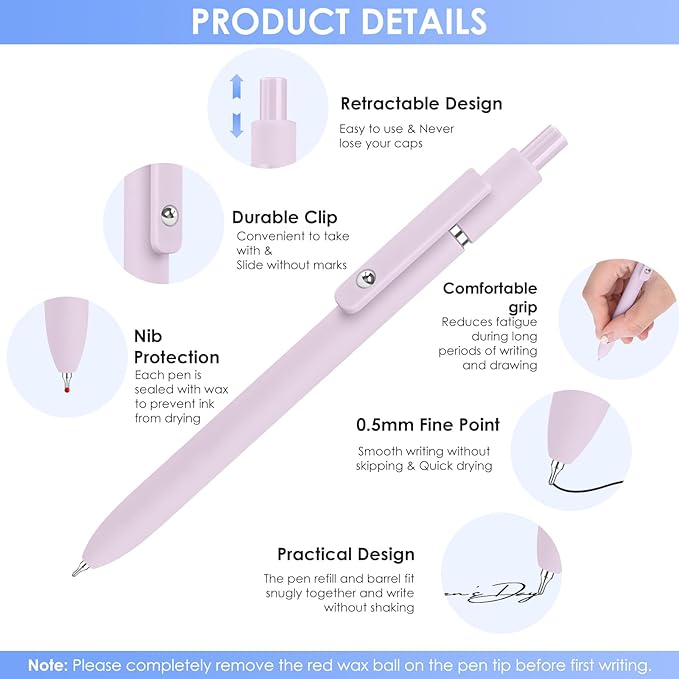 Donyang Gel Pens, 7pcs 0.5mm Cute Black Ink Fine Point Pens With Smooth Writing, Quick Dry Pen For Journaling, Teacher Work Desk Accessories Office School Supplies for Men Women Student (Morandi)