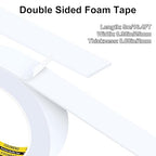 Double Sided Foam Strip, EVA Foam Tape, Double Sided Sponge Adhesive Mounting Tape for Home Office Decor 0.98inX16.4FT White
