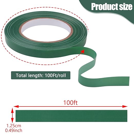 Prudiut 3 Roll Green Floral Tape Waterproof Florist Tape, 1/2" Wide Flower Wrap Tape Floral Tape for Fresh Flower Bouquet Wrap Flower Arrangements Crafts (100Ft/33Yd)