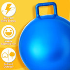 Lewtemi 3 Pcs 20 Inch Bouncing Ball with Handle, Outdoors Hopper Jumping Hopping Ball and Air Pump for Sports Exercise (Red, Blue, Yellow)
