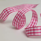 Pink and White Gingham Ribbon Hot Pink Gingham Ribbon 25 Yards Each Roll 100% Polyester (3/8", Hot.Pink)