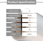 PSBM Mini Stretch Wrap with Handle, 12 Pack, 5 Inch x 1000 Feet, 55 Gauge, Clear High Performance Small Plastic Cling Film for Pallets Moving Storing