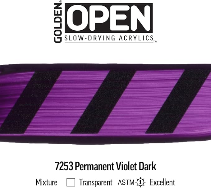 OPEN Slow-Drying Acrylics by GOLDEN, Permanent Violet Dark, 2 fl oz. tube, Professional Acrylic Paint, Transparent