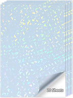 Printable Holographic Sticker Paper,20 Sheets 11 x 8.5''glass fragment Printable Waterproof Sticker,Rainbow Vinyl Sticker for Inkjet or Laser Printer