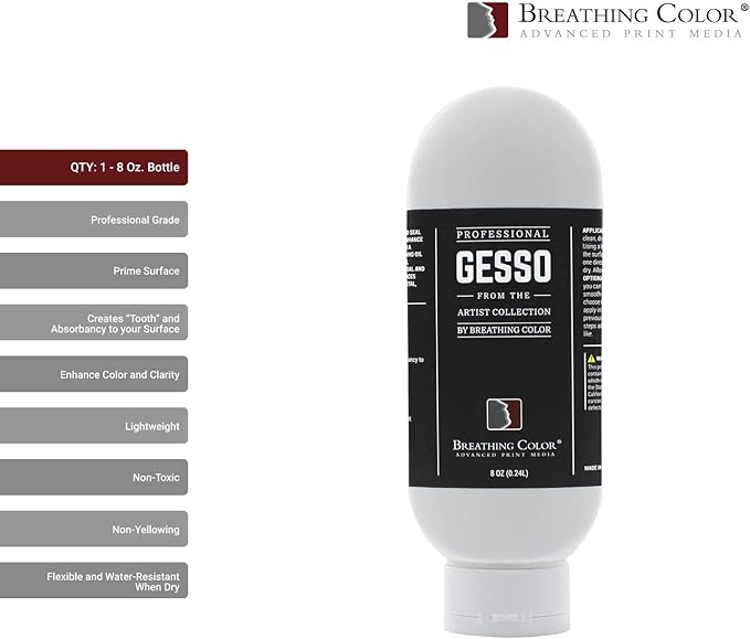 White Gesso Canvas Primer 8 oz Give Your Art The Ultimate Base Prime! Keep Paint from Absorbing! Whether Acrylics, Oils, Watercolors or Pastels, Make Every Painting Look its Absolute Best