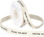 You're The Best Ribbon - 5/8 Inch x 12 Yards Natural Twill Tape Ribbon, Cotton Herringbone Ribbons for Gift Wrapping, Birthdays, Christmas, Anniversaries, Valentine's Day, Mother's Day