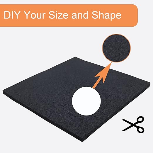 8 Pcs Black Adhesive Foam Padding, Closed Cell Foam Sheet 1/4“ Thick 6 Inch X 6 Inch, Neoprene Rubber Pad Self Stick Anti-Slip Adhesive Anti Vibration Pad (6inX 6inX 1/4in, 8)