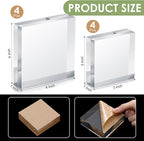 Remerry 8 Pieces Acrylic Display Block 3 x 3 x 1 Inch, 4 x 4 x 1 Inch Clear Polished Acrylic Square Display Cube Block Stand Holder for Rings Jewelry Ornaments