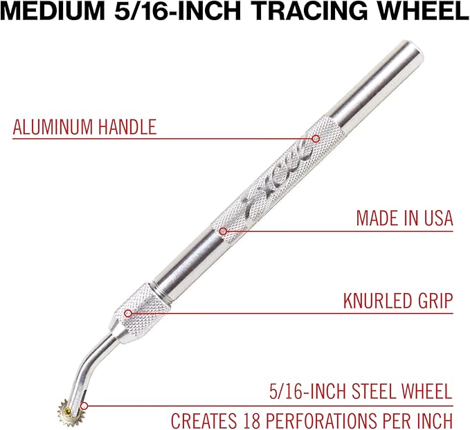 Excel Blades Pounce Wheel Set – Stainless Steel Fabric Tracing, Perforating, Cutting, Sewing, Quilting & Embossing Tool – Set of 3 Assorted Sizes – Made in USA