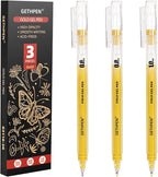 Gold Gel Pens 3-Pack - 0.6/0.8/1.0mm Fine to Bold Tips for Black Paper, Bullet Journaling & Holiday Crafts - Metallic Ink Set for Artists, Card Making & DIY Gifts