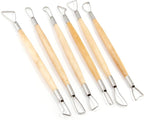 Suiwotin 6pcs Double-Sided Clay Sculpting Tools, Wooden Handle Ribbon Clay Tools, Pottery Trimming Tool, Clay Wire Loop Sculpture Set for Ceramic, Wax Carving Modeling