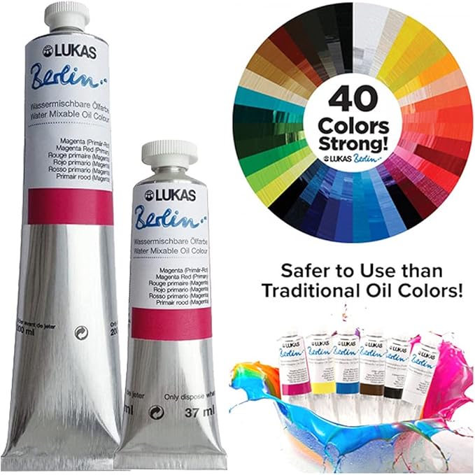 Lukas Water Mixable Oil Paint - Eco-Friendly, 37ml Browns Set of 6, Solvent-Free Artist Oil Paint with Lightfast Pigments and Beeswax for Smooth Consistency, Water Soluble, Quick-Drying