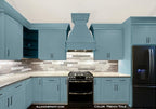 ALL-IN-ONE Paint, Durable cabinet and furniture paint. Built in primer and top coat, no sanding needed. Includes our 30 featured color card - French Toile (warm blue), 8oz Sample