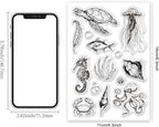 Summer Ocean Sea Turtle Clear Stamps for DIY Craft Turtle Clear Stamps for Card Making Decoration Marine Shell Starfish Animals Seahorse Transparent Silicone Seals Stamp Rubber Stamps Decor