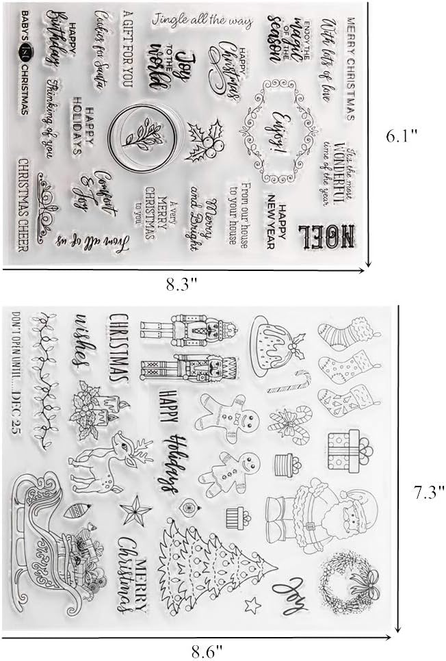 Kiddale Christmas Theme Clear Silicone Stamps Christmas Crafts Stamps for Card/Paper Craft Making Decor DIY Christmas Scrapbooking Photo Album