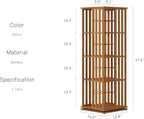 YOWOS Rotating Bookshelf Tower, 360 Display Spinning Bookcase, Bamboo Bookshelf Floor Standing Storage Rack, Wood Narrow Book Shelf Organizer for Kids&Adults (Walnut, 4 Tier)