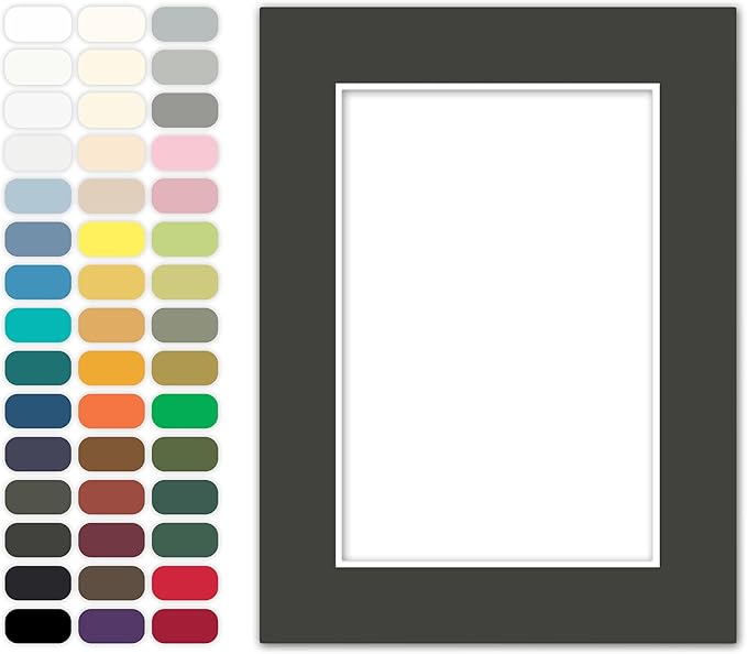 Poster Master Dark Gray Matboard – 4-Ply Acid-Free Picture Mat Board with 45° Beveled Cut, Made in USA, Custom Cut to Any Size, 1/16" Thickness for Framing & Displays