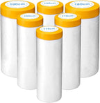 6 Pack Protective Masking Film with Tape 3.6/5/6 x 65 Ft Car Painters Plastic Sheeting Roll Tape and Drape Masking Film for Automotive Painting Covering Furniture, Auto Body, 3 Size