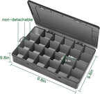Large 24 Grids Plastic Organizer Box Adjustable Dividers,Clear Storage Box for Jewelry, Art DIY Crafts, Washi Tapes, Beads and Small Parts(Black,2Pack)