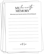 Birthday Party Games, My Favorite Memory, 25 Pcs Card Set for Guests, Fun Birthday Game for Teen Adults – A06