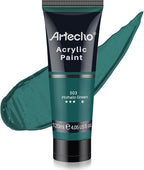 Artecho Green Acrylic Paint, Phthalo Green Paint (120ml / 4.05oz) Tubes, Art Craft Paints for Canvas, Rock, Stone, Wood, Fabric, Art Supplies