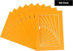 5.5x8.5 Mat for 8.5x11 Frame - Precut Mat Board Acid-Free Orange 5.5x8.5 Photo Matte for a 8.5x11 Picture Frame, Premium Matboard for Family Photos, Show Kits, Art, Picture Framing, Pack of 100 Mats