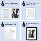 Mat Board Center, Double Mat - Acid Free, 8-ply Thickness, White Core - for Pictures, Photos, Framing (Off White Over Gold, 11x14 for 8x10, Pack of 5)