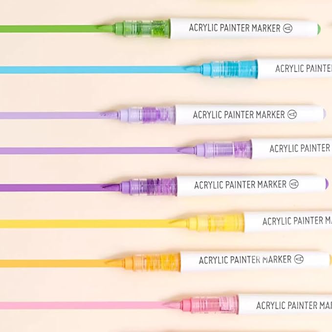 Water Based Acrylic Paint Markers Green, 9 Colors Acrylic Paint Pens Set with Soft Brush Tip, Marker Pen for Rock Painting, Egg, Wood, Glass, Paper, Mugs, Acrylic Painter Ink (Green Series)