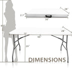 Plastic Folding Table, 5 FT Folding Table, Plastic Portable Tables for Dining Parties Card Picnic Camping, Granite White