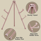 14" High Tabletop Instant Display Easel, Small Desktop Steel Easel Stand with Adjustable Holders for Paintings, Posters and Store Signs(Champagne, 1Pack)