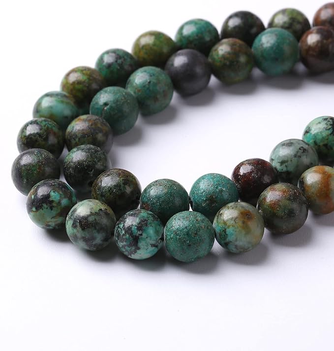 8mm 45pcs Natural African Turquoise Stone Beads for Jewelry Making Round Loose Gemstone Beads DIY Bracelet Necklace Earrings