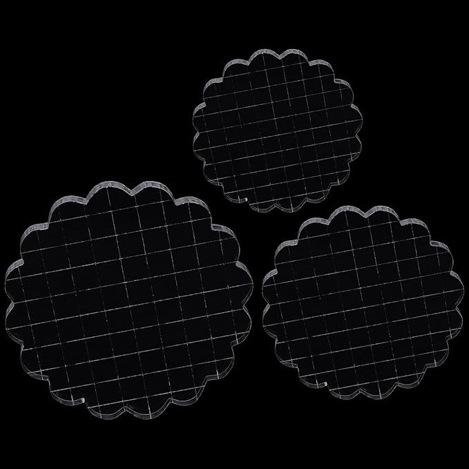 3 Pieces Acrylic Stamp Blocks Set, Sector Clear Stamping Blocks Tools Set With Grid Lines for Scrapbooking Crafts Making